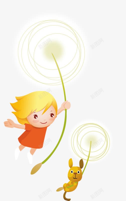 放风筝的孩子png免抠素材_新图网 https://ixintu.com 卡通 女孩 手绘 玩耍 线条