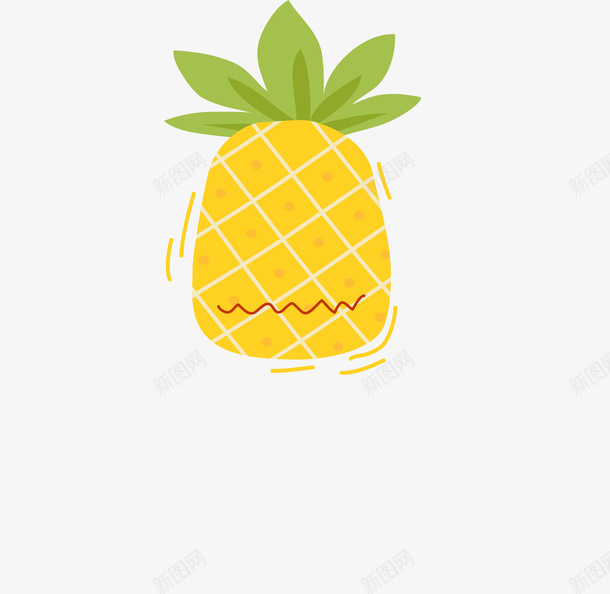 卡通菠萝png免抠素材_新图网 https://ixintu.com 免抠图 卡通可爱 水果 矢量图案 菠萝 黄色底纹