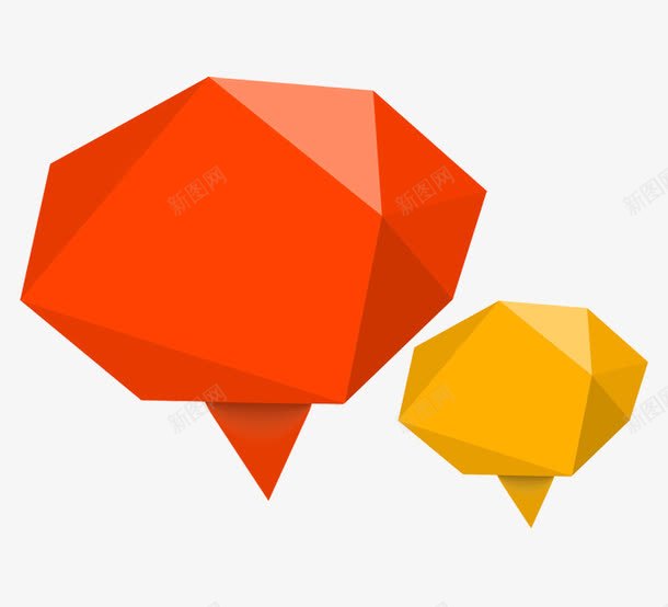 几何对话框png免抠素材_新图网 https://ixintu.com 不规则形 几何体 对话框 橙色 立体感 菱形 装饰 黄色