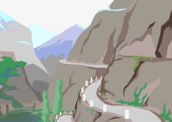 陡峭山崖的路山间小路高清图片