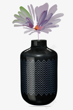 折纹花瓶深色灯芯花折线花瓶高清图片