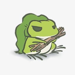 旅行青蛙风格抱着树干的可爱青蛙高清图片