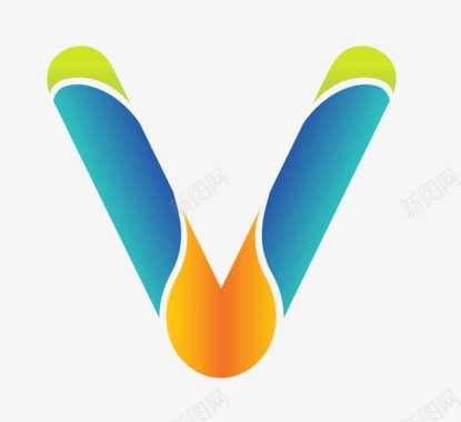 LOGO字母彩色立体V型图标图标