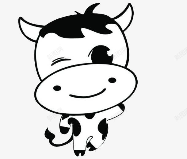 卡通黑白奶牛png免抠素材_新图网 https://ixintu.com 动物 卡通人物 卡通牛尾巴 奶牛 牛搞笑图片 黑白牛 黑白色