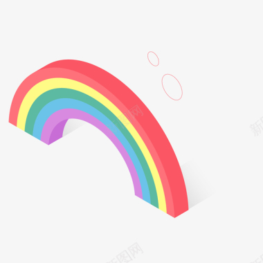 一条手绘的立体化彩虹矢量图图标图标