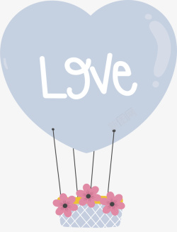 浪漫爱心情人节热气球素材