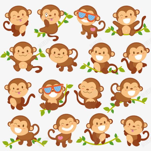 卡通小猴子png免抠素材_新图网 https://ixintu.com 卡通 可爱 水彩 猴子 猴年 猴群