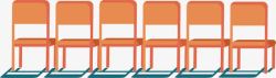 橙色水彩一排椅子素材