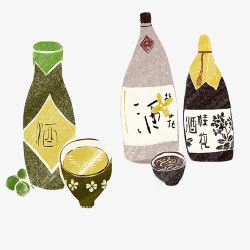 日本酒酒水手绘画片高清图片