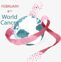 世界癌症飘扬的红丝带癌症日矢量图高清图片
