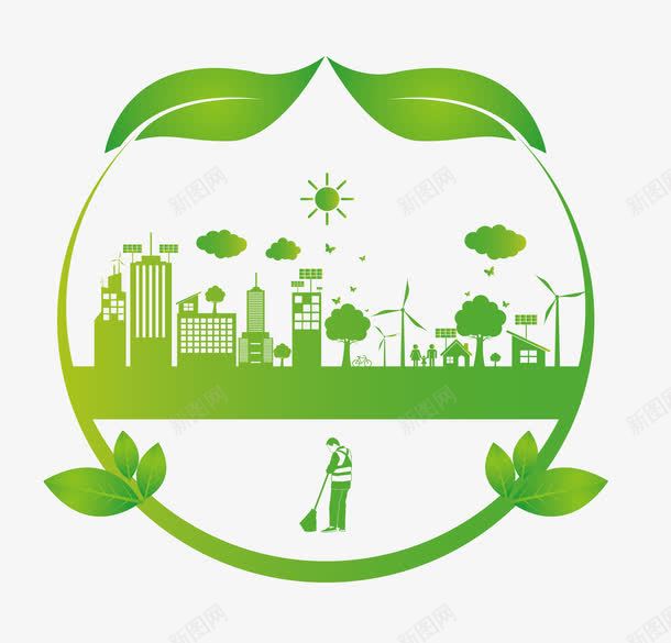 创意城市图png免抠素材_新图网 https://ixintu.com 创意 创意城市图 城市图 清洁 环保 环卫 绿色