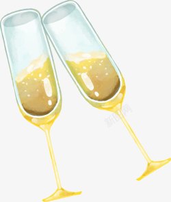 水彩香槟水彩玻璃酒杯高清图片