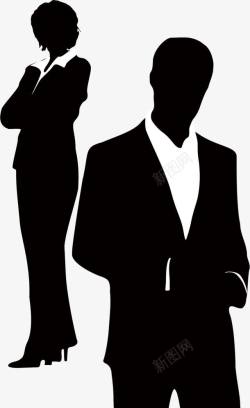 黑色人影两个男女黑色剪影职业人物图案高清图片