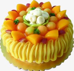 海南新鲜芒果芒果新鲜水果蛋糕圆形高清图片