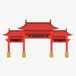 韩国东大门一座手绘的红色门牌矢量图高清图片