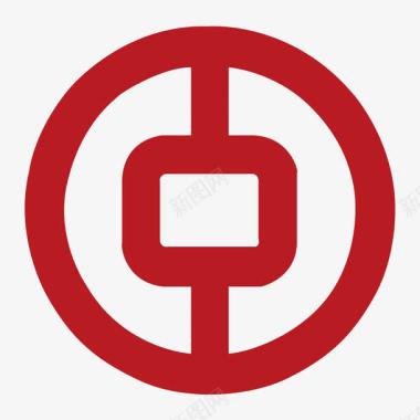 羽毛纹理背景红色圆形中国银行logo图标图标