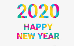 彩色拼贴2020新年快乐高清图片