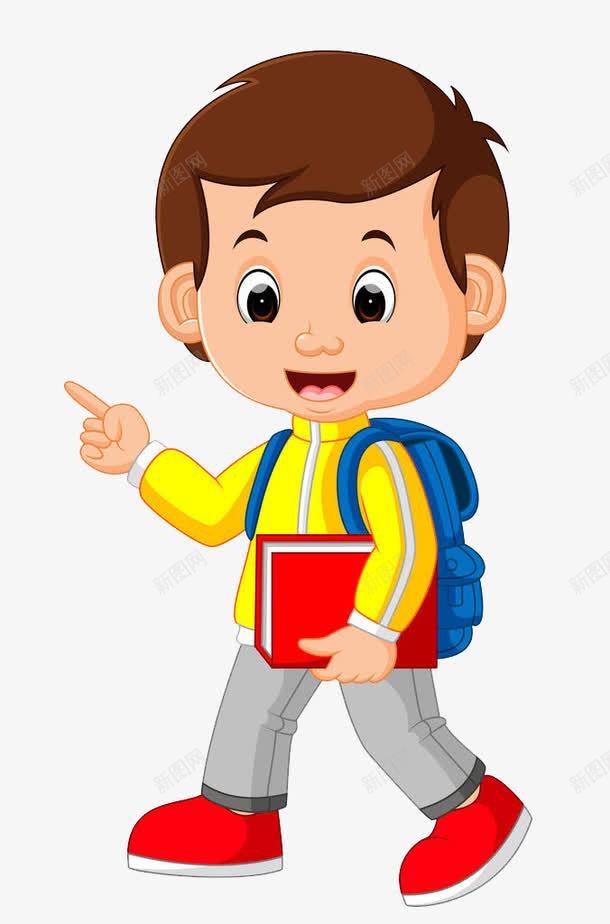 卡通背着书包的男孩png免抠素材_新图网 https://ixintu.com 书包 书本 人物 儿童 卡通人物 学习 学生 彩色 抱着书 抱着书的人