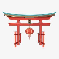 日本旅游景点日本红色热情拱门建筑旅游景点矢量图高清图片