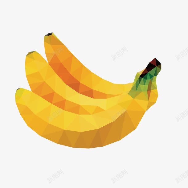 多边形黄色香蕉png免抠素材_新图网 https://ixintu.com 几何装饰 分块水果 多边形 水粉静物 矢量素材 立体水果 色块层叠 香蕉 黄色