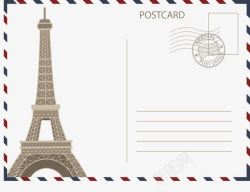 旅游明信片法国巴黎铁塔明信片矢量图高清图片