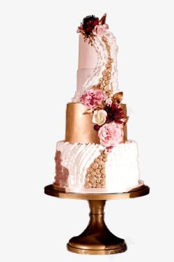 金色巧克力粉玫瑰蛋糕高清图片