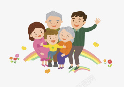 开心一家人彩虹下的一家人图高清图片
