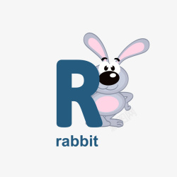 字母R可爱兔子RABBIT矢量图素材