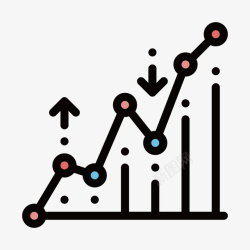趋势图标黑色手绘折线数据分析矢量图图标高清图片