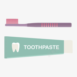 牙膏生活用品蓝色带字母的牙膏管和牙刷卡通高清图片