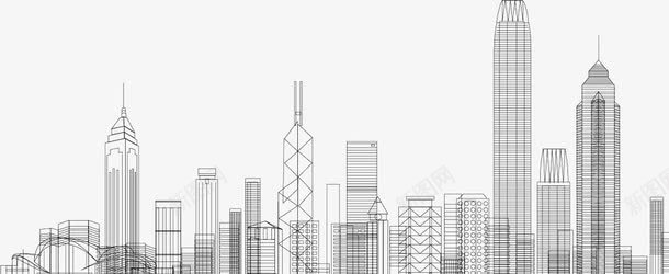 建筑png免抠素材_新图网 https://ixintu.com 手绘建筑 现代建筑 线条 高楼