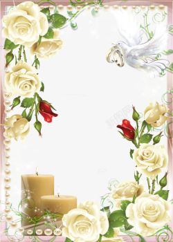 白色玫瑰花相框素材