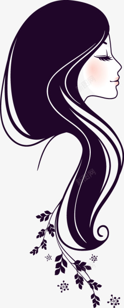 紫色人头美女优美头发曲线高清图片