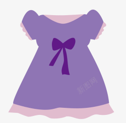 紫色小裙子手绘卡通童装紫色裙子高清图片