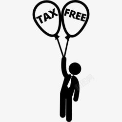 免税商人与税务自由气球夫妇图标高清图片