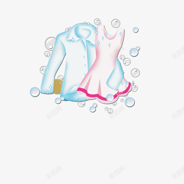 晾着的衣服泡沫干净png免抠素材_新图网 https://ixintu.com 干净 晾着的衣服 泡沫 洗衣服 美观 衬衣 裙子