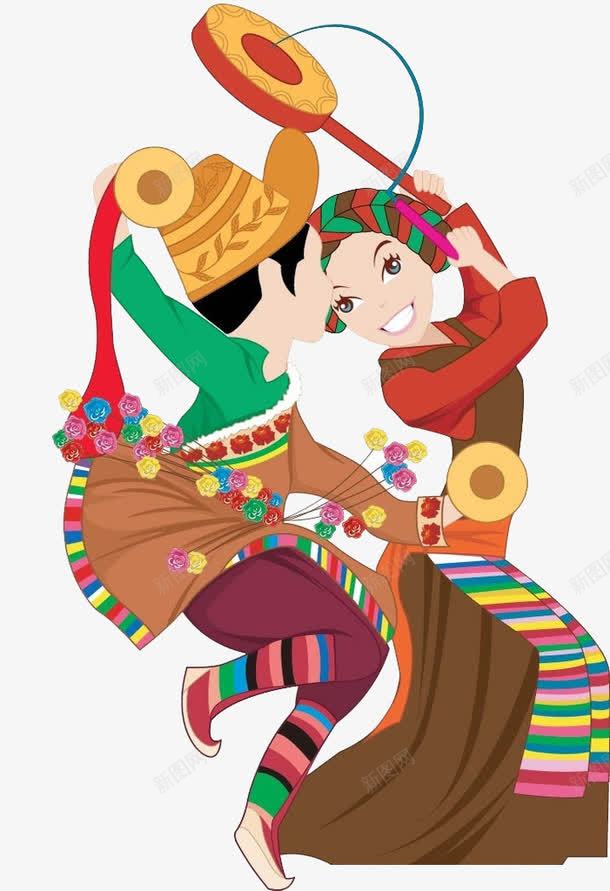 跳舞的藏族男女png免抠素材_新图网 https://ixintu.com 卡通 舞蹈 藏族元素 藏族文化 藏族风情