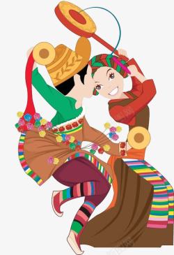 跳舞的藏族男女素材