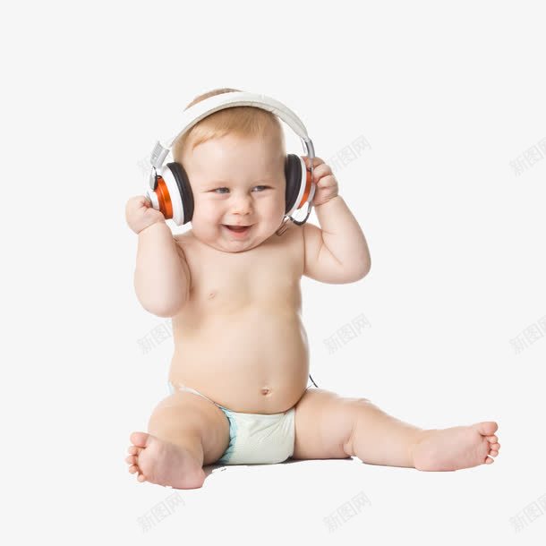 戴着耳机的宝宝png免抠素材_新图网 https://ixintu.com baby 宝宝 小北鼻 小宝贝 戴着耳机的小孩