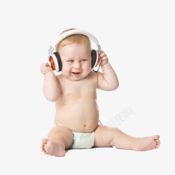 戴着披风的小孩戴着耳机的宝宝高清图片