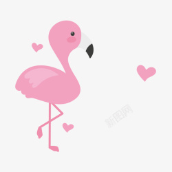 扁平方块鸟卡通可爱的粉红色火烈鸟矢量图高清图片