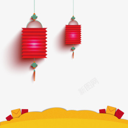 折纸灯笼和红包简图素材