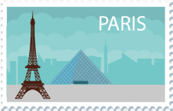 金字塔风景巴黎旅游邮票高清图片