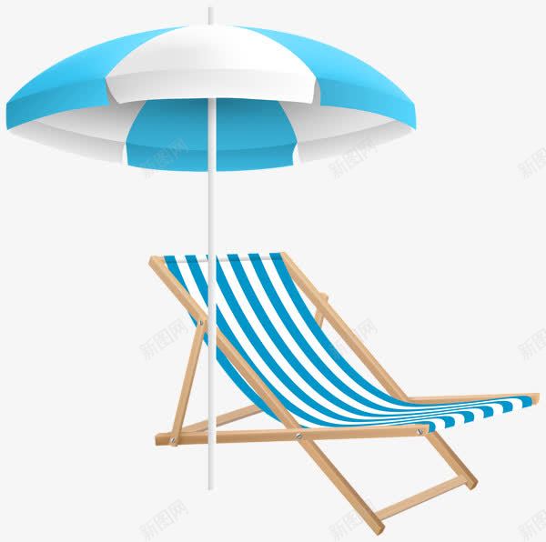 手绘蓝色沙滩椅png免抠素材_新图网 https://ixintu.com 太阳伞 手绘 沙滩椅 蓝色