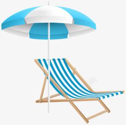 手绘蓝色沙滩椅素材