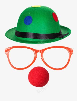 小丑装备png免抠素材_新图网 https://ixintu.com joker 红眼镜 红鼻子 绿帽子