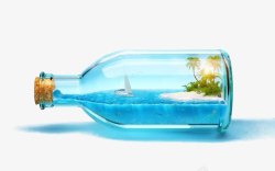 蓝色漂流瓶蓝色海洋漂流瓶高清图片