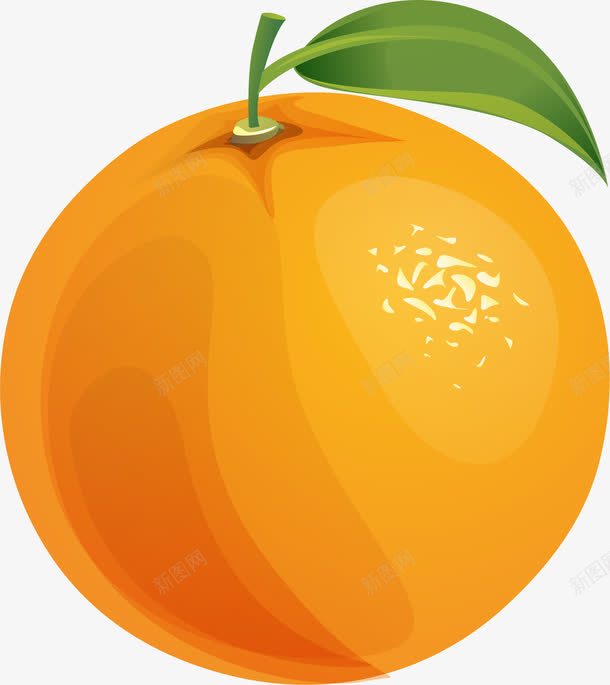 手绘橙色橙子png免抠素材_新图网 https://ixintu.com 叶子 手绘 橙子 橙色 水彩 水果 渐变 简约