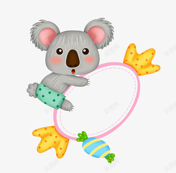 抱着糖果的树袋鼠png免抠素材_新图网 https://ixintu.com 动物 可爱的 呆萌的 展板 插图 树袋鼠 糖果