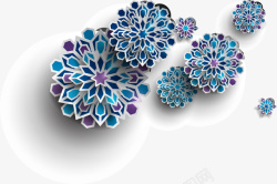 纸质拼接蓝色花朵装饰图案高清图片